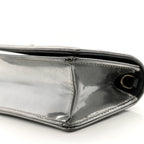 Metallic Patent Micro-Cannage Baby Diorama Flap Bag Silver