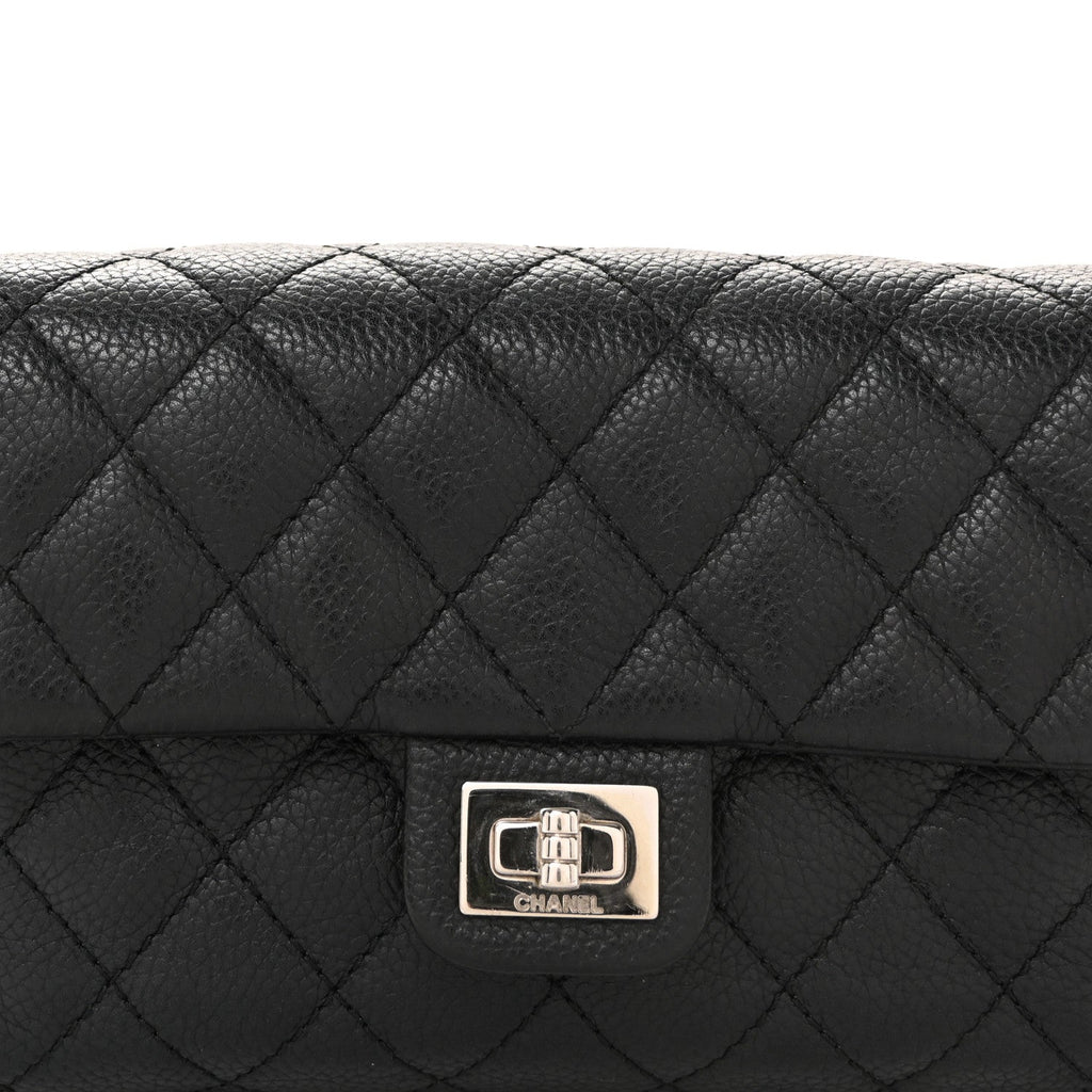 Grained Calfskin Quilted 2.55 Reissue Flap Belt Bag Clutch Black