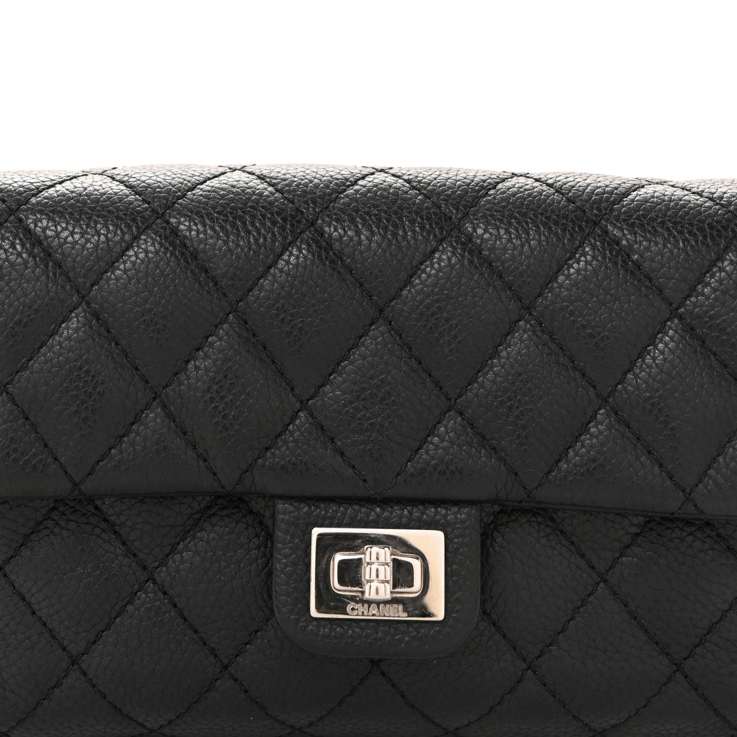 Grained Calfskin Quilted 2.55 Reissue Flap Belt Bag Clutch Black