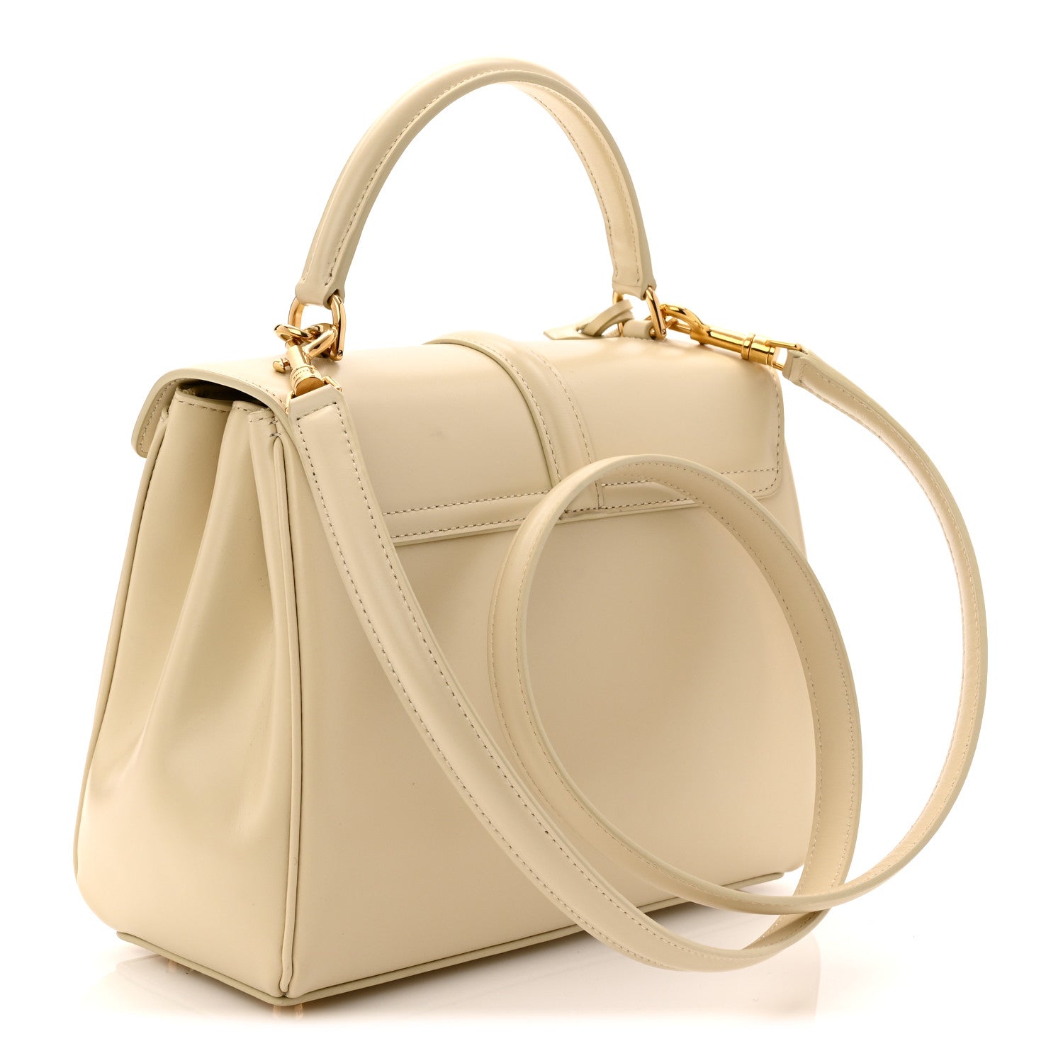 Satinated Calfskin Small 16 Top Handle Bag Beige