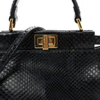 Python Shiny Nappa Mini Peekaboo Iconic Satchel Blue Jeans