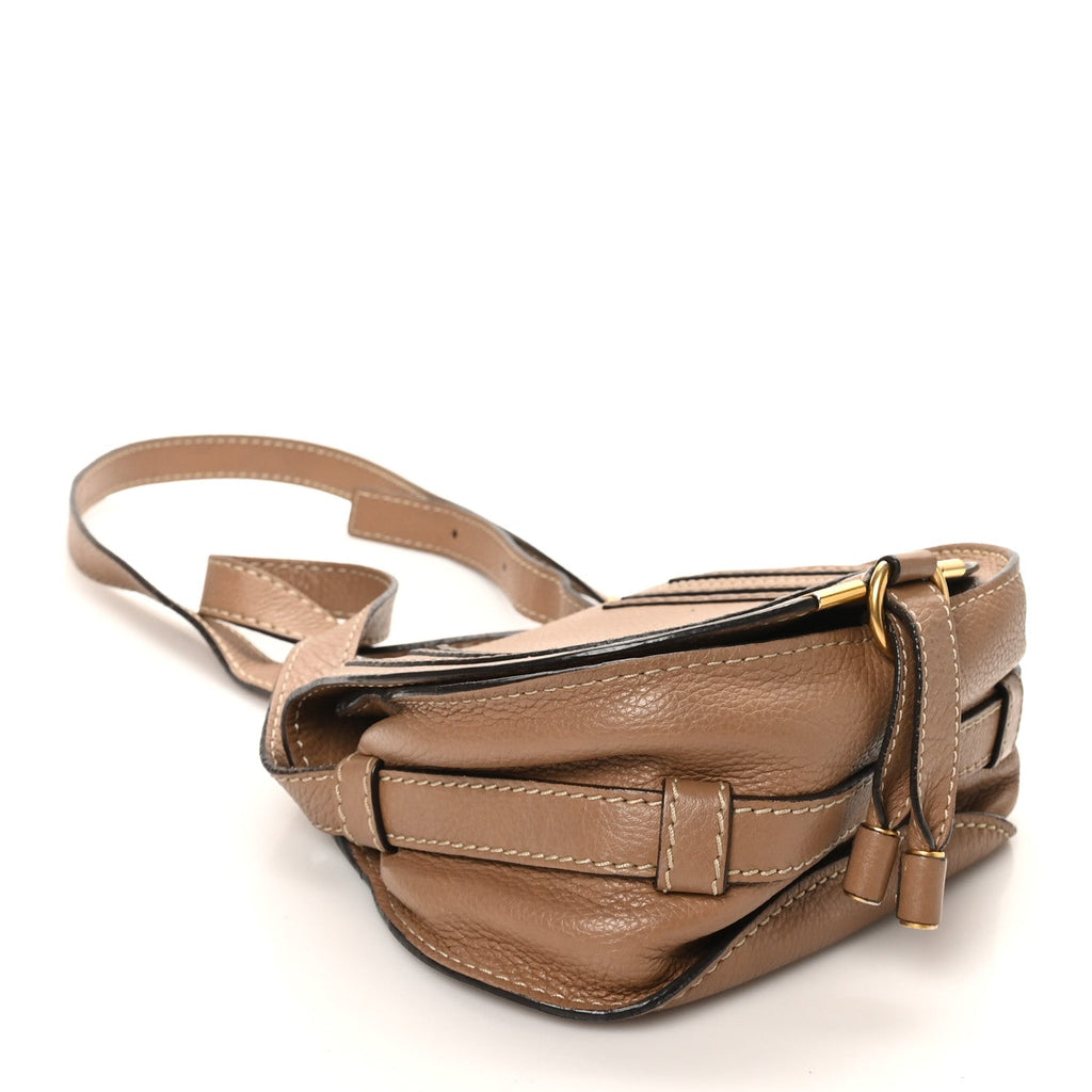 Calfskin Mini Marcie Round Crossbody Bag Nut