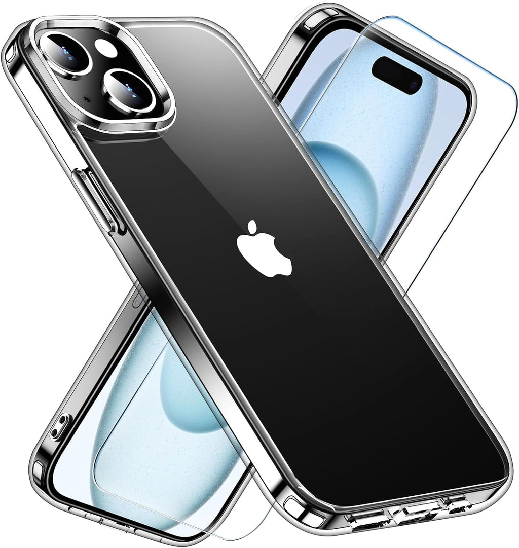 Entronix Bundle Compatible with iPhone 15 - [Hard] Clear Case & 1 Clear Screen Protector