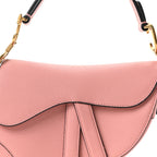 Grained Calfskin Mini Saddle Bag Pink