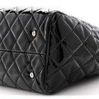 Patent Quilted Large Coco Shine Shopping Tote Black