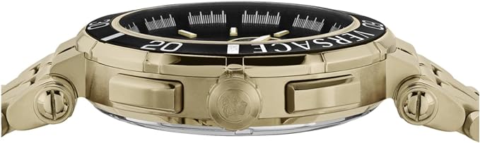 Versace Men's Watch 45mm Greca Chronograph Black Gold
