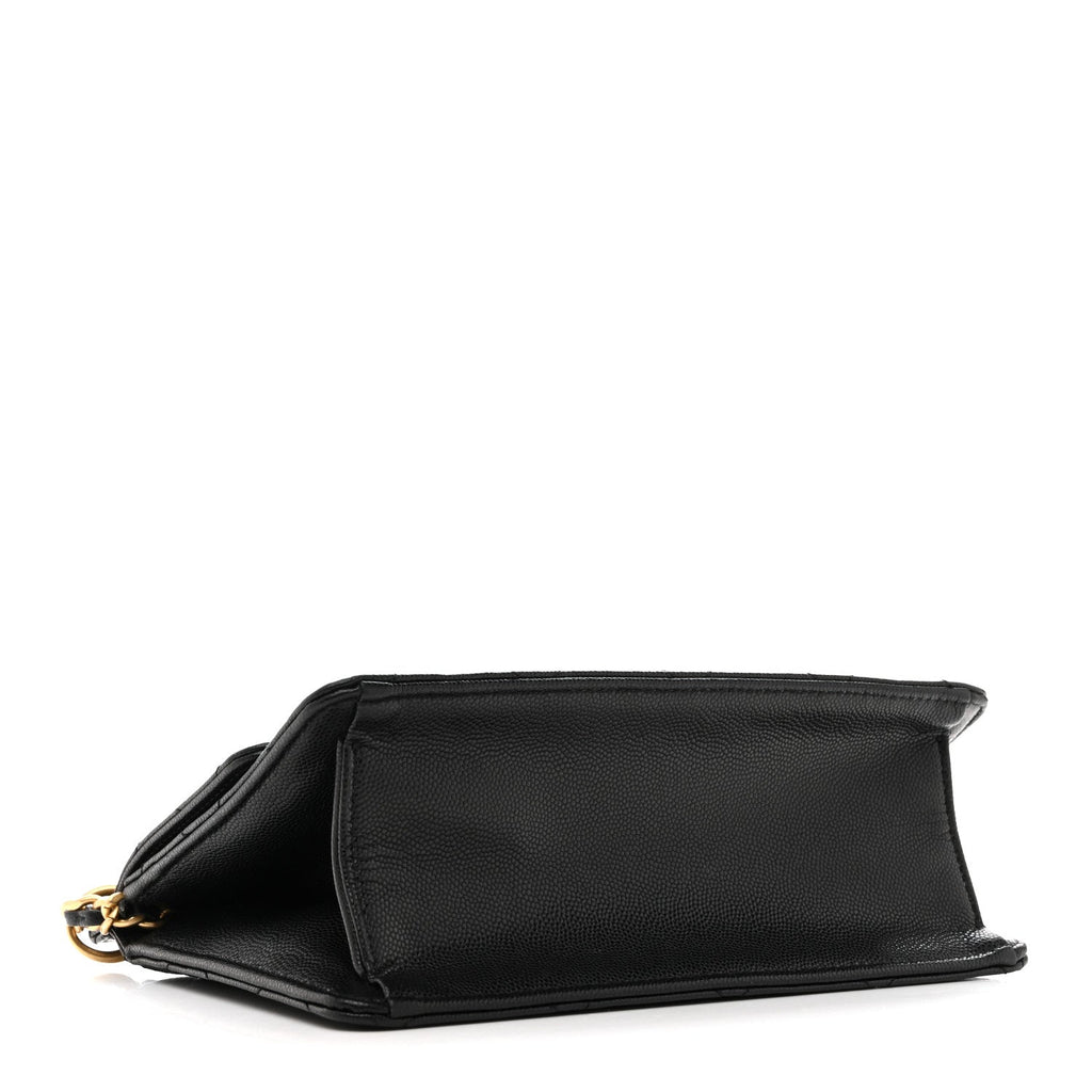 Caviar Quilted Small Chain Frame Flap Black