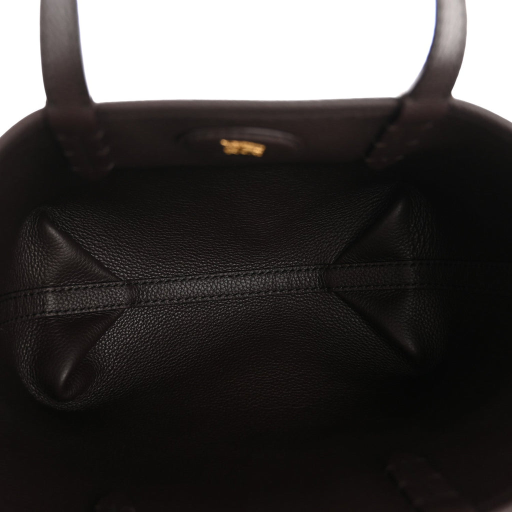 Grainy Calfskin Mini Reversible Tote Peat Sand