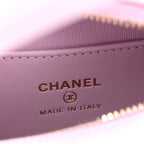 Shiny Caviar Quilted Bow Pouch Hobo Light Purple