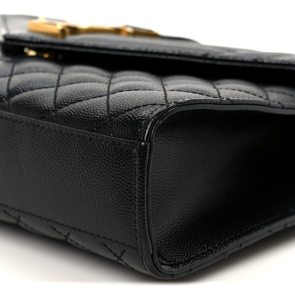 Grain De Poudre Textured Mixed Matelasse Triquilt Medium Monogram Satchel Black