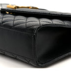 Grain De Poudre Textured Mixed Matelasse Triquilt Medium Monogram Satchel Black