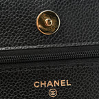 Caviar Quilted Wallet on Chain WOC Black
