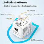 30W GaN Universal Travel Adapter - 2 USB-A + 2 USB-C | Supports Laptops/Hair Dryers | European & Worldwide Plug Adapter | UK/US/AU Compatible