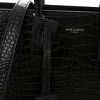 Calfskin Crocodile Embossed Baby Sac De Jour Black