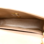 Metallic Goatskin Quilted Mini Rectangular Flap Gold
