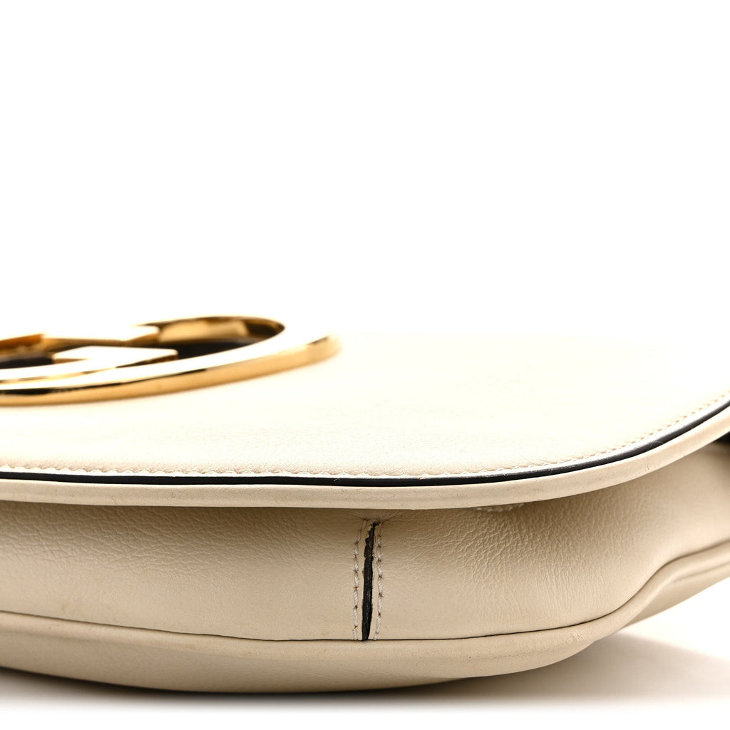 Roxy Calfskin Blondie Chain Shoulder Flap Bag Mystic White