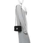 Velvet Strass Diamond Lock Flap Black