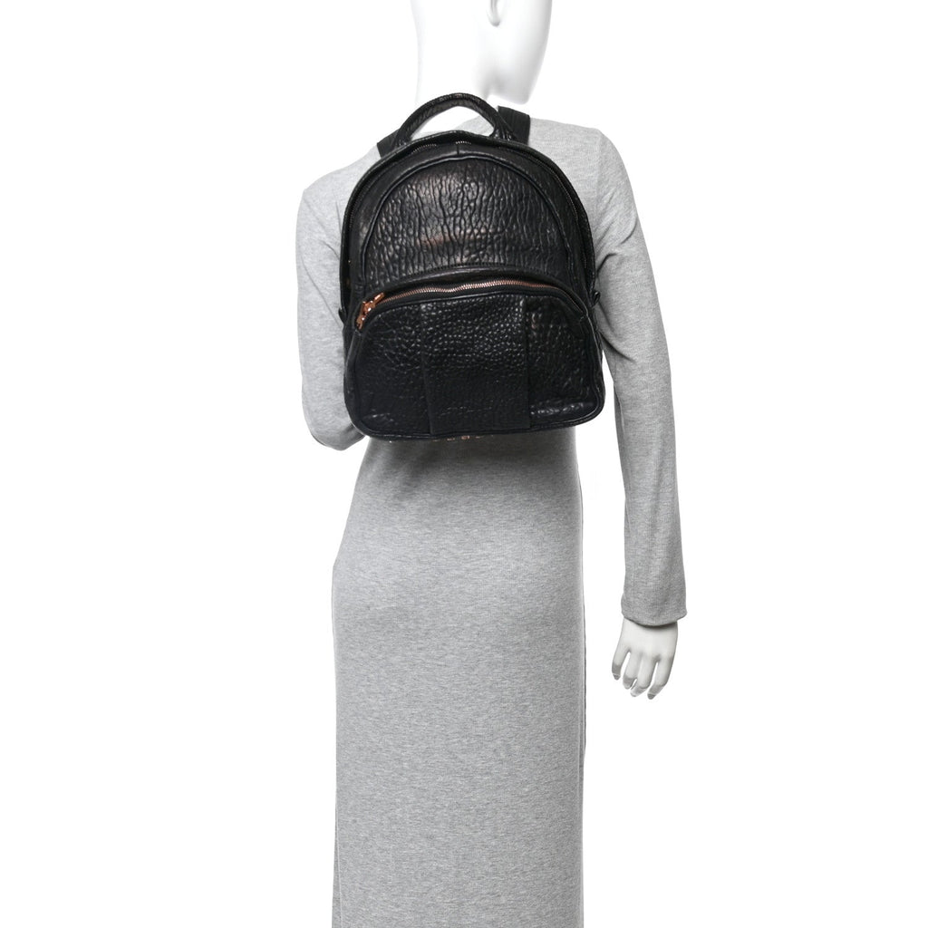 Pebbled Lambskin Dumbo Backpack Black Rose Gold Hardware