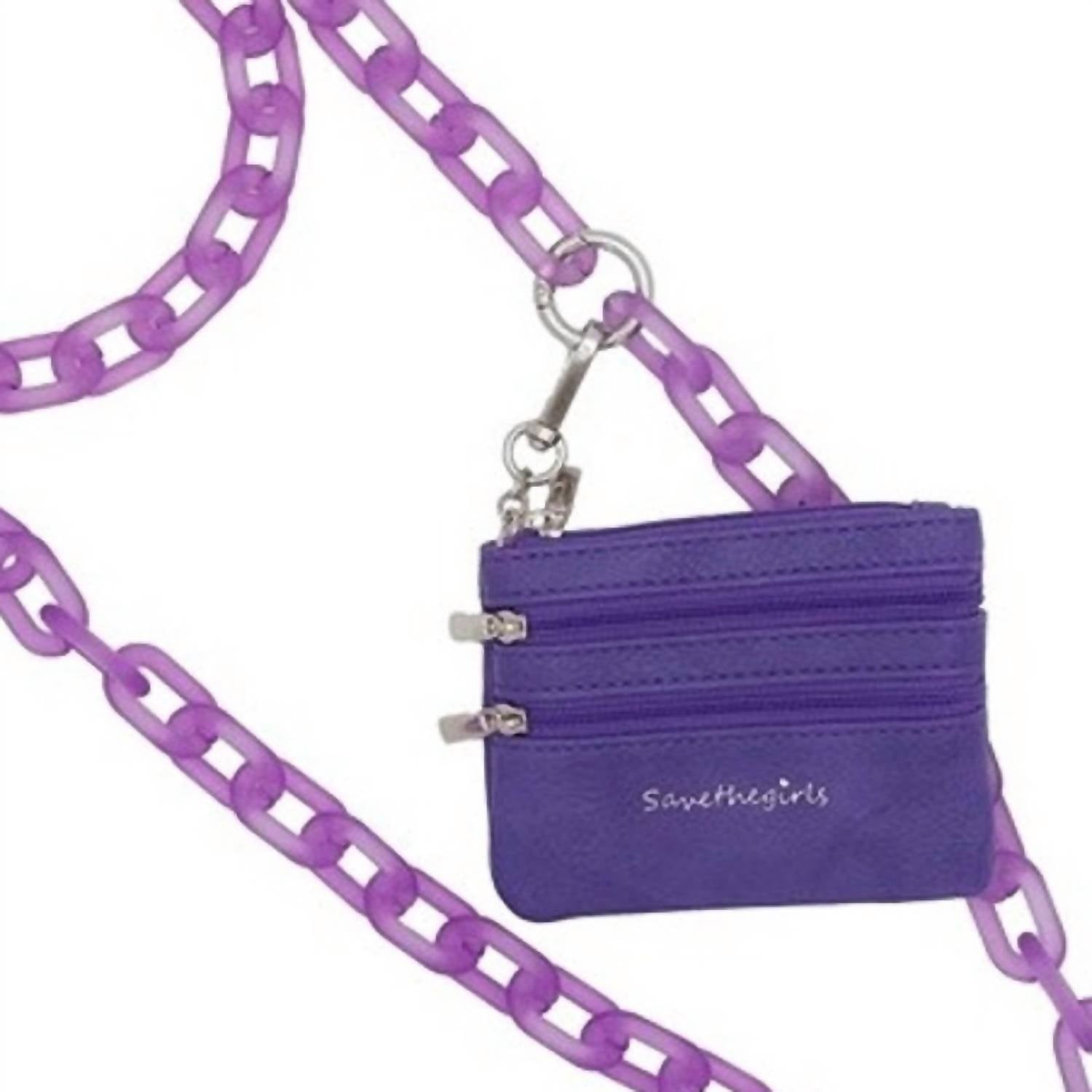 Women's Clip & Go Phone Purse Crossbody Ice Chain Strap Zippered Pouch In Frosted Purple