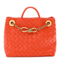 Nappa Intrecciato Small Andiamo With Chain Shoulder Bag Orange