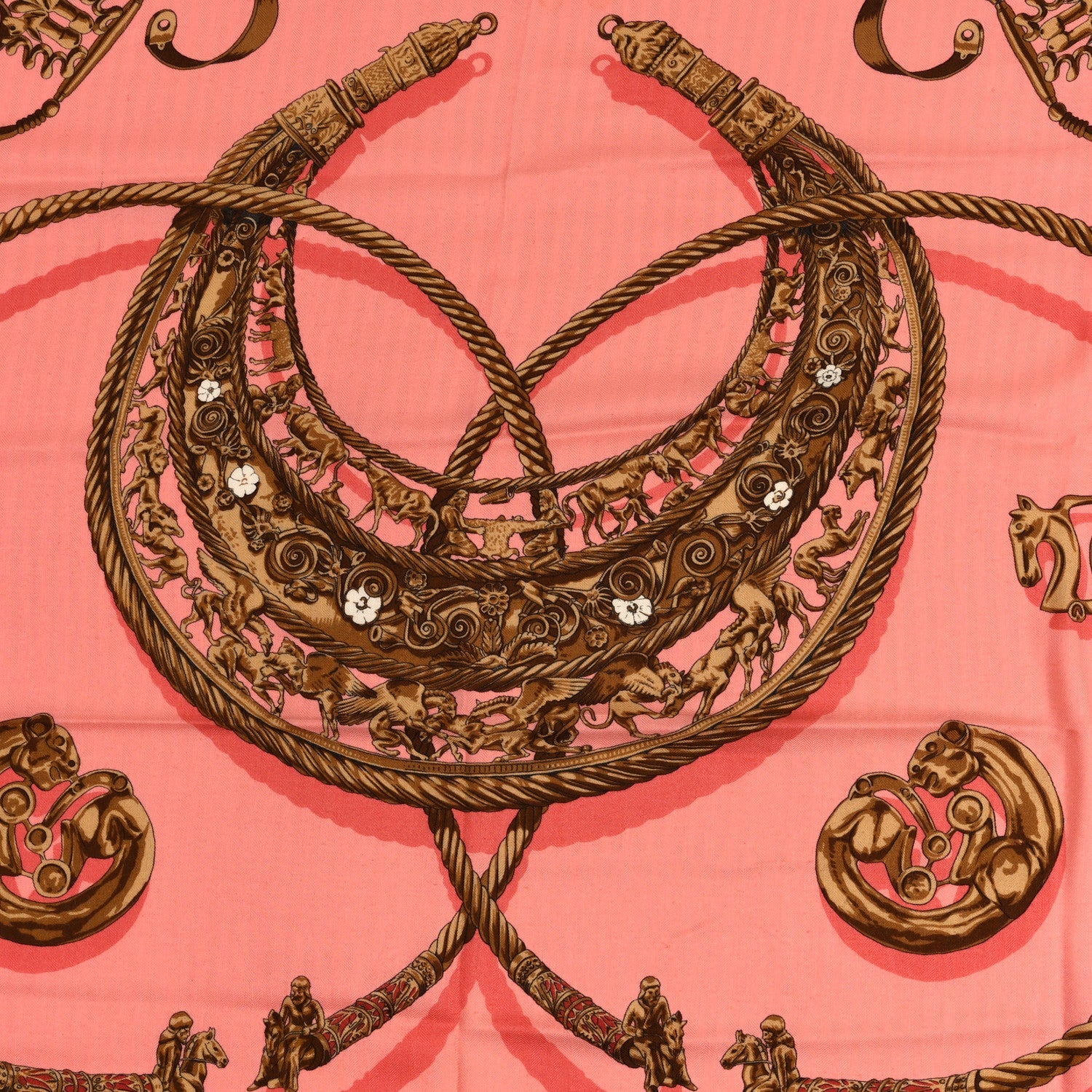 Silk Cashmere Les Cavaliers D'Or Scarf 140