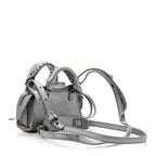 Metallic Grained Calfskin Neo Classic Hardware Super Nano City Crossbody Silver