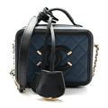 Caviar Quilted Small CC Filigree Vanity Case Navy Black
