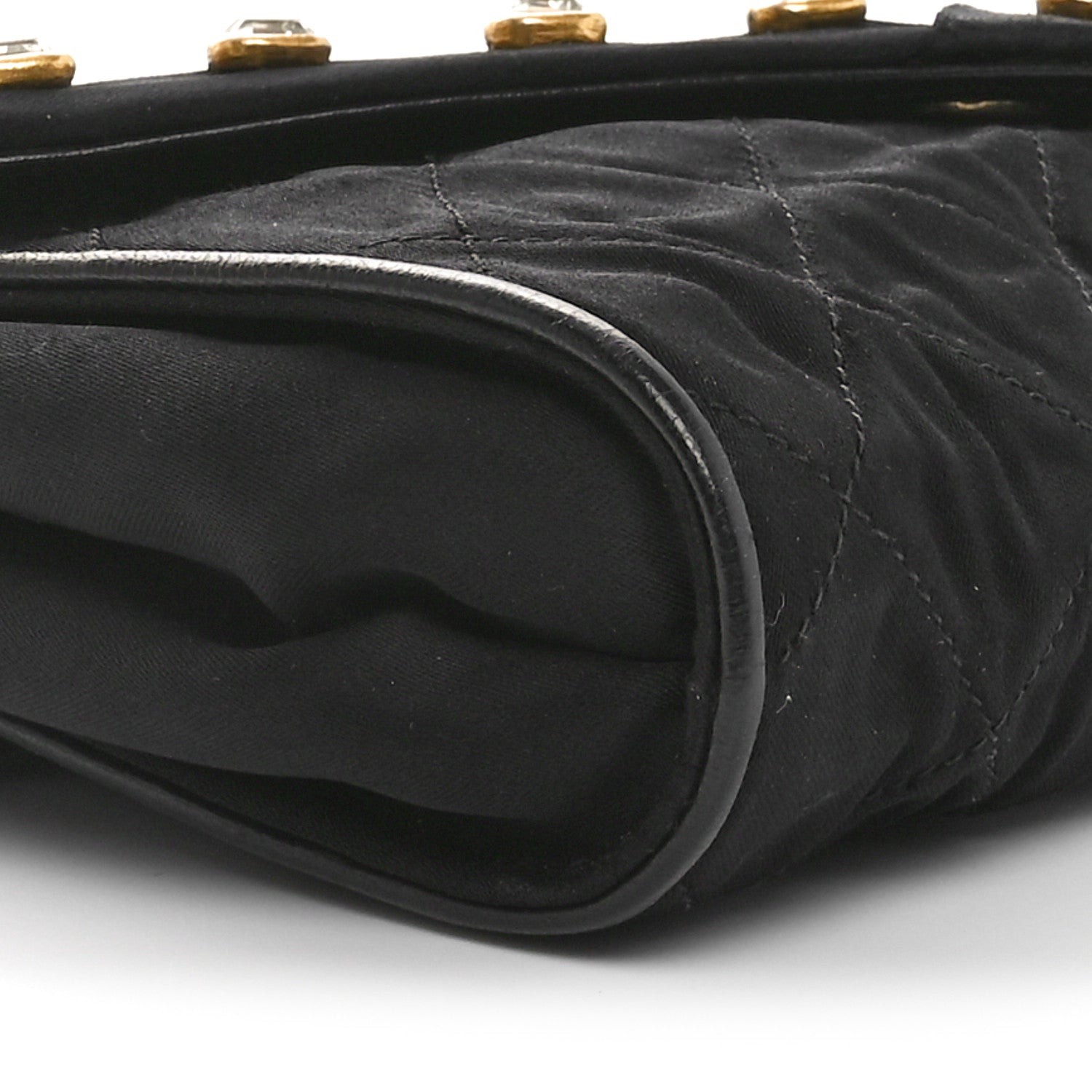Fabric Quilted Crystal Envelope Small Flap Black