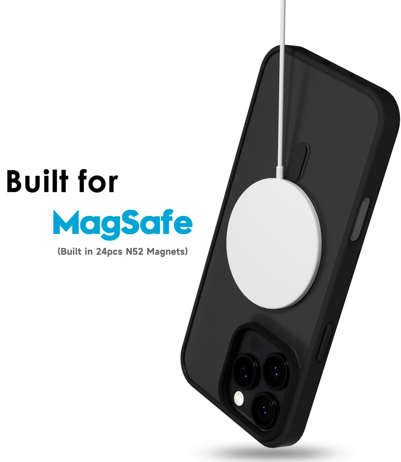 Entronix [Magnetic] Case Compatible with iPhone 12/12 Pro - [Clear Back] Soft Matte Frame