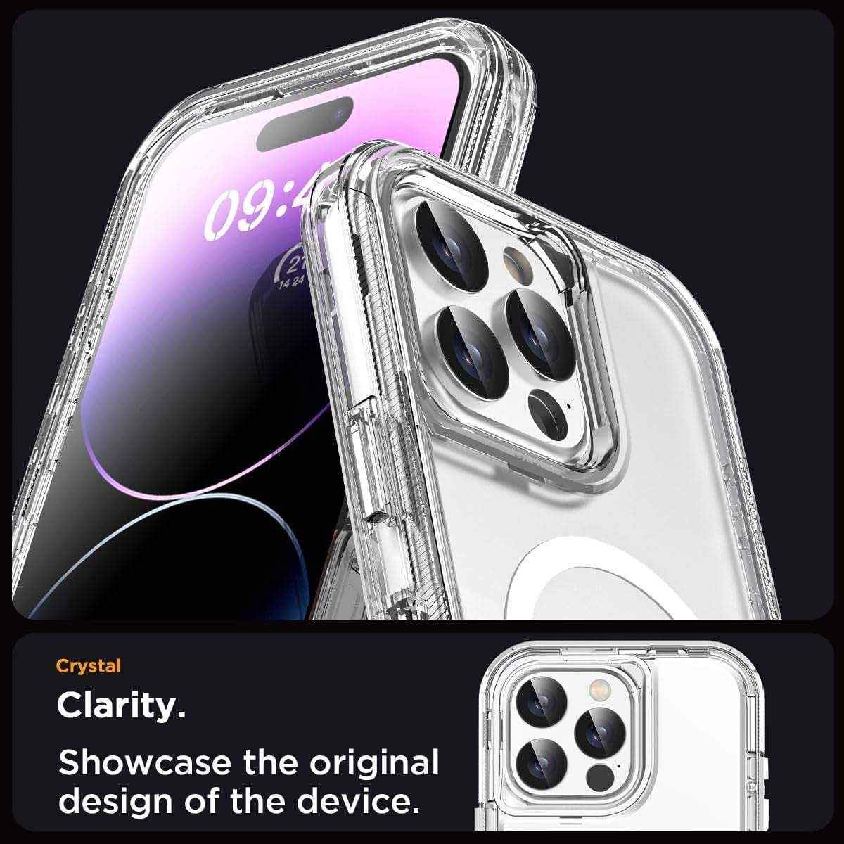 Entronix [Magnetic] Case Compatible with iPhone 14 Pro Max - [Clear] Triple-Layer Heavy Duty Protection
