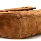 Suede Mixed Matelasse Triquilt Medium Monogram Envelope Satchel Bark Brown