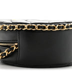 Lambskin Quilted Chain Around CC Round Clutch With Chain Black