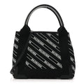 Cotton Canvas Calfskin Logo Print Navy Cabas XS Black White
