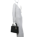 Patent Cannage Medium Lady Dior Black