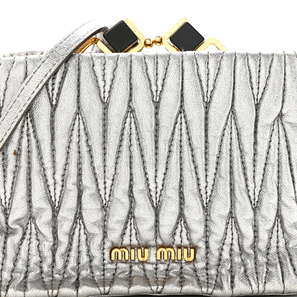Metallic Matelasse Lux Mini Crossbody Tote Cromo