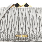 Metallic Matelasse Lux Mini Crossbody Tote Cromo