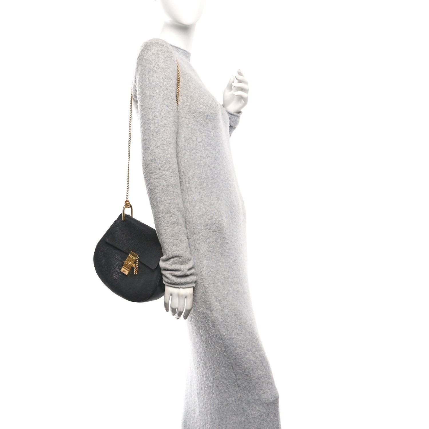 Grained Lambskin Drew Shoulder Bag Black