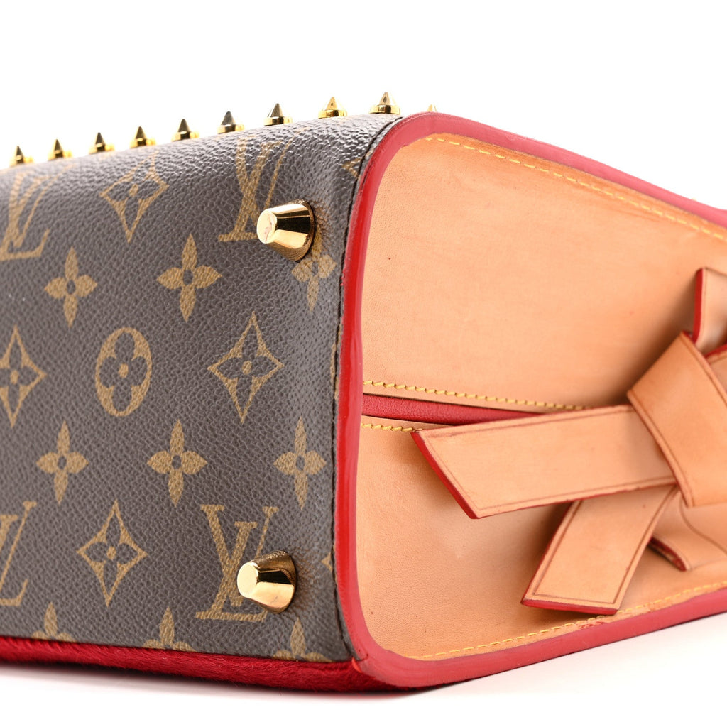 Monogram Calf Hair Spikes Iconoclasts Christian Louboutin Tote Red
