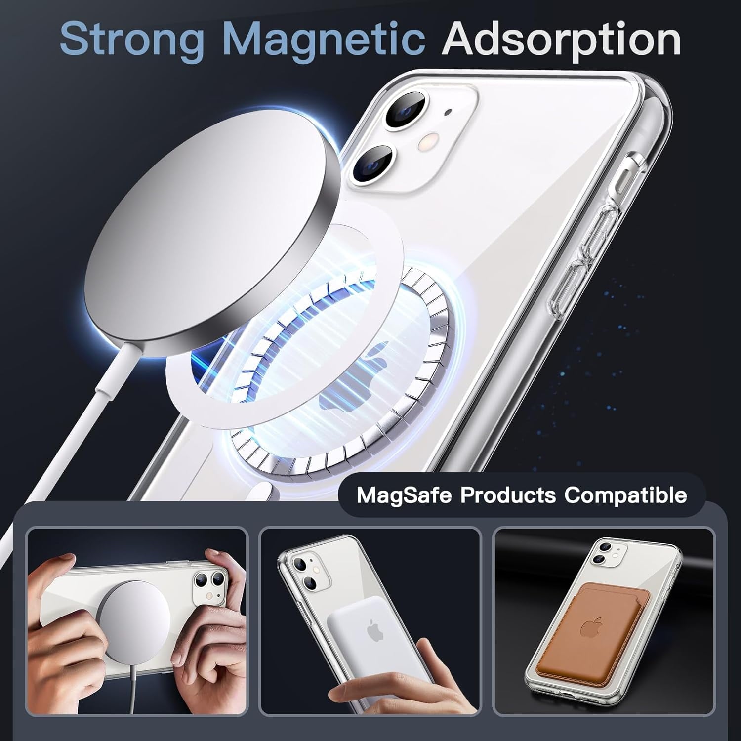 Entronix [Magnetic] Case Compatible with iPhone 11 - [Clear] Triple-Layer Heavy Duty Protection