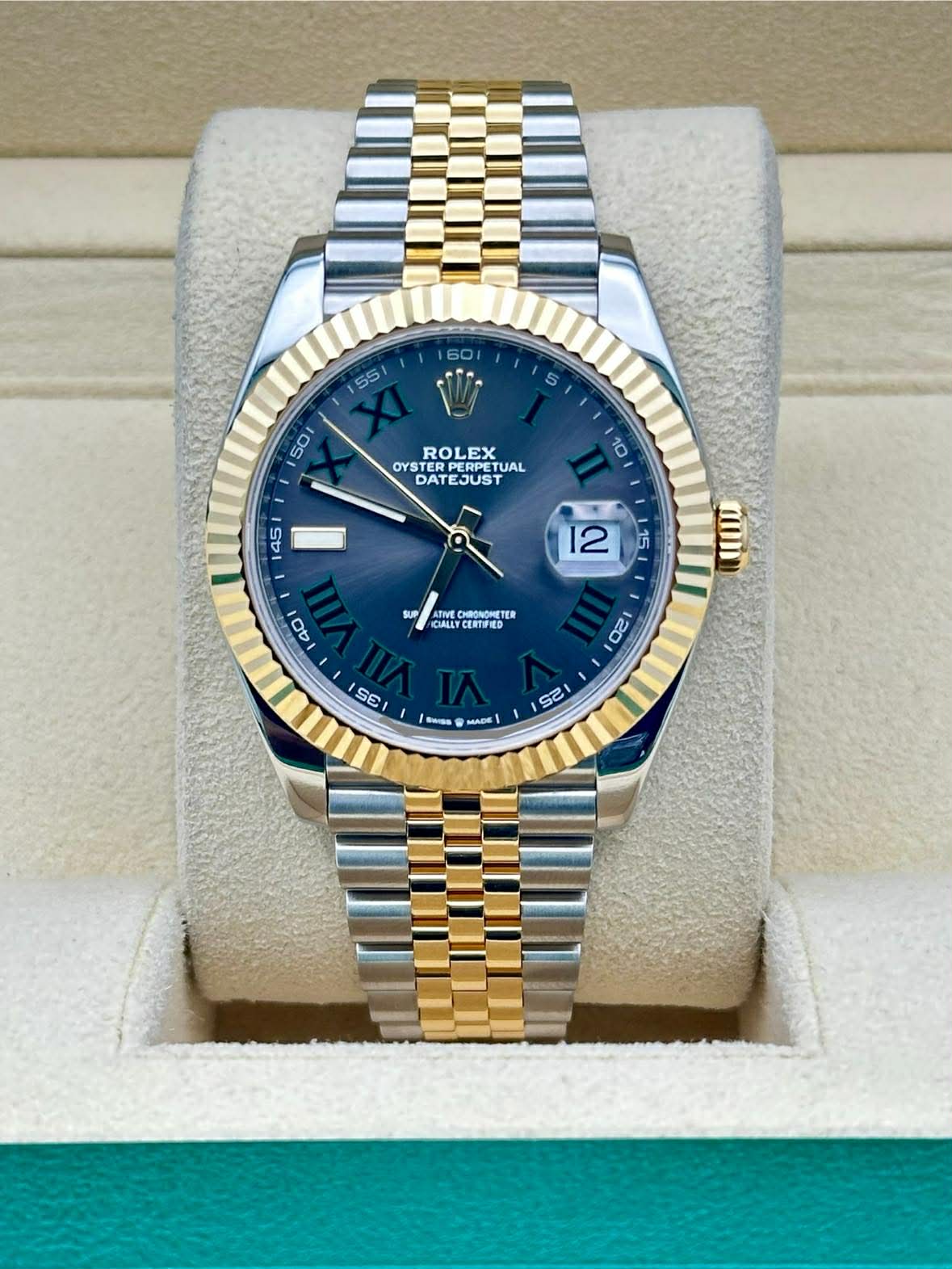 Rolex Steel and Yellow Gold Rolesor Datejust 41  - Slate Green Roman Dial - Jubilee Bracelet - 126333 slgrj