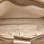 Metallic Pebbled Calfskin Medium Bamboo Shopper Tote Golden Beige