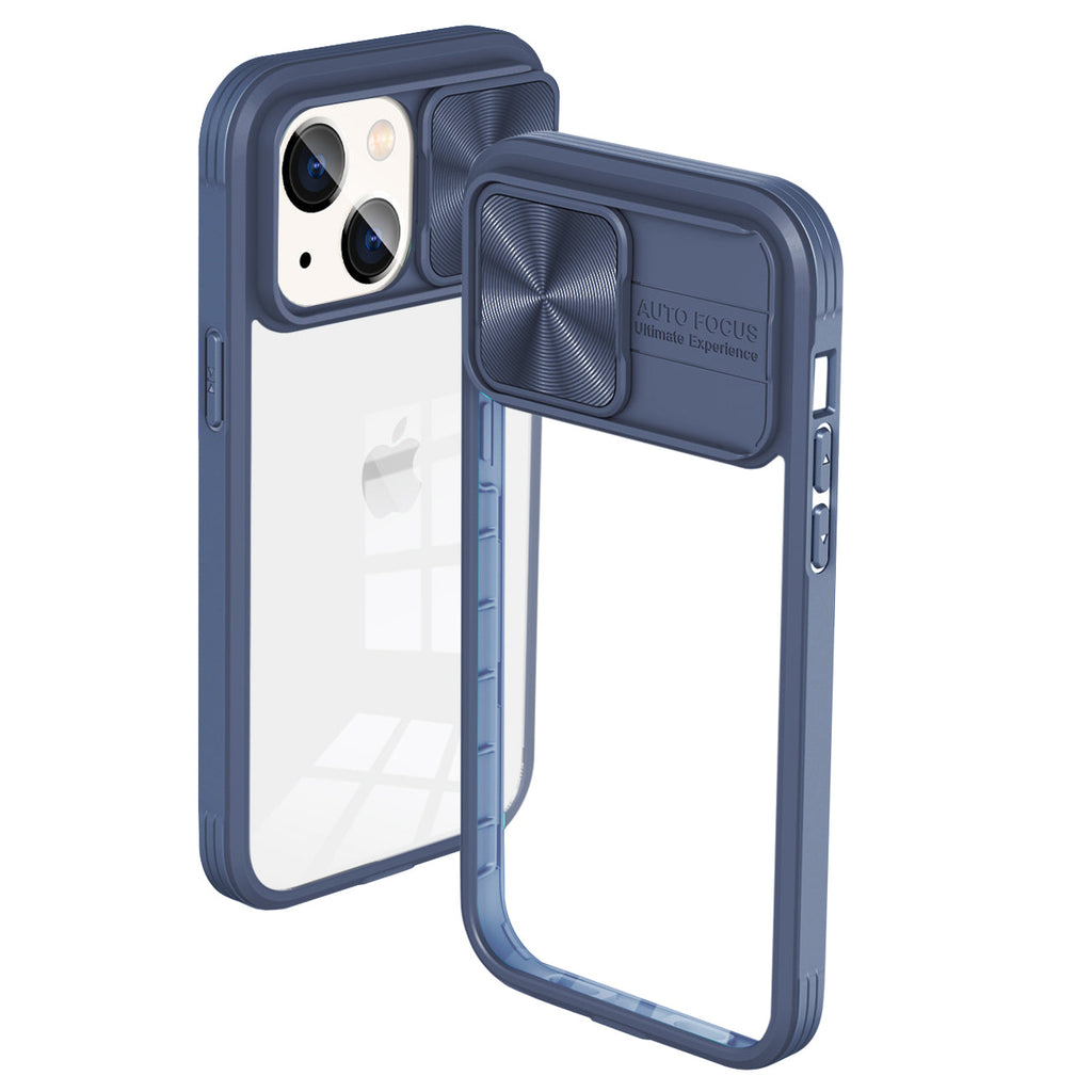 Full Protection With Mobile Phone Protective Film Slide Camera Lens Phone Case For Iphone 14 In Navy
