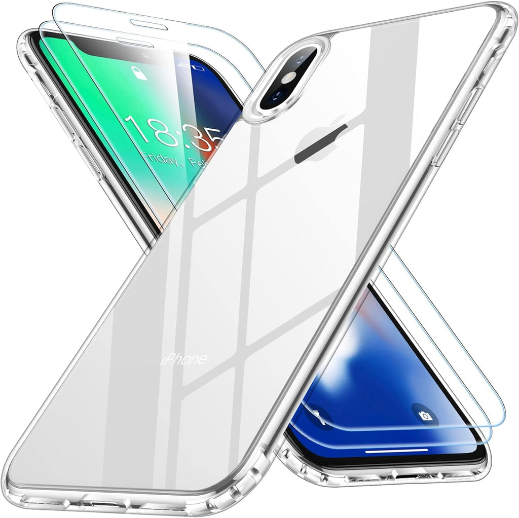 Entronix Bundle Compatible with iPhone X - [Hard] Clear Case & 2 Clear Screen Protectors