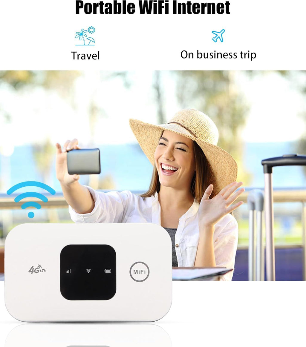 4G Network Router, Portable WiFi Hotspot with SIM Card Slot, 150Mbps Pocket Mobile Hotspot 4G Router for Outdoor Office Travel Asia Africa Europe, Up to 10 Users
