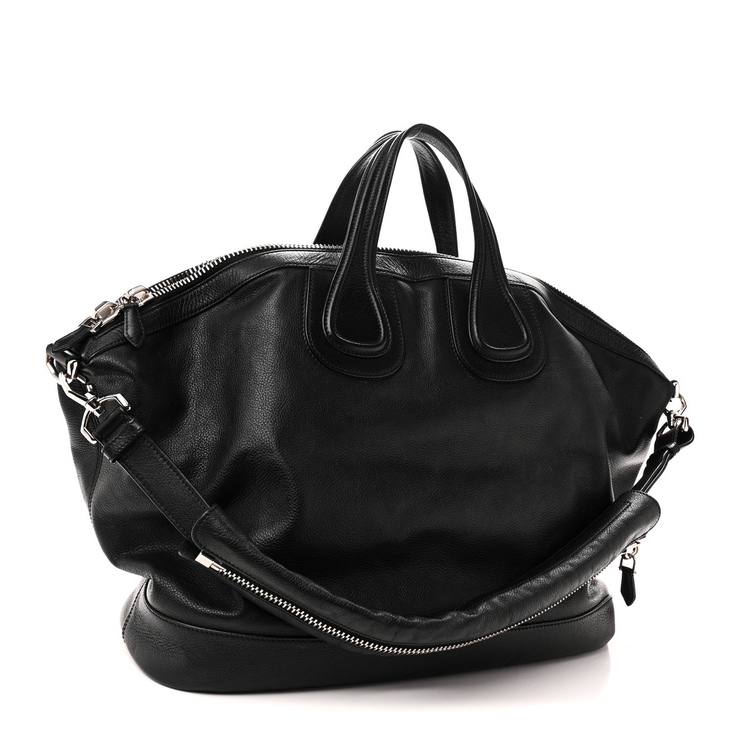 Calfskin Large Zip Nightingale  Black
