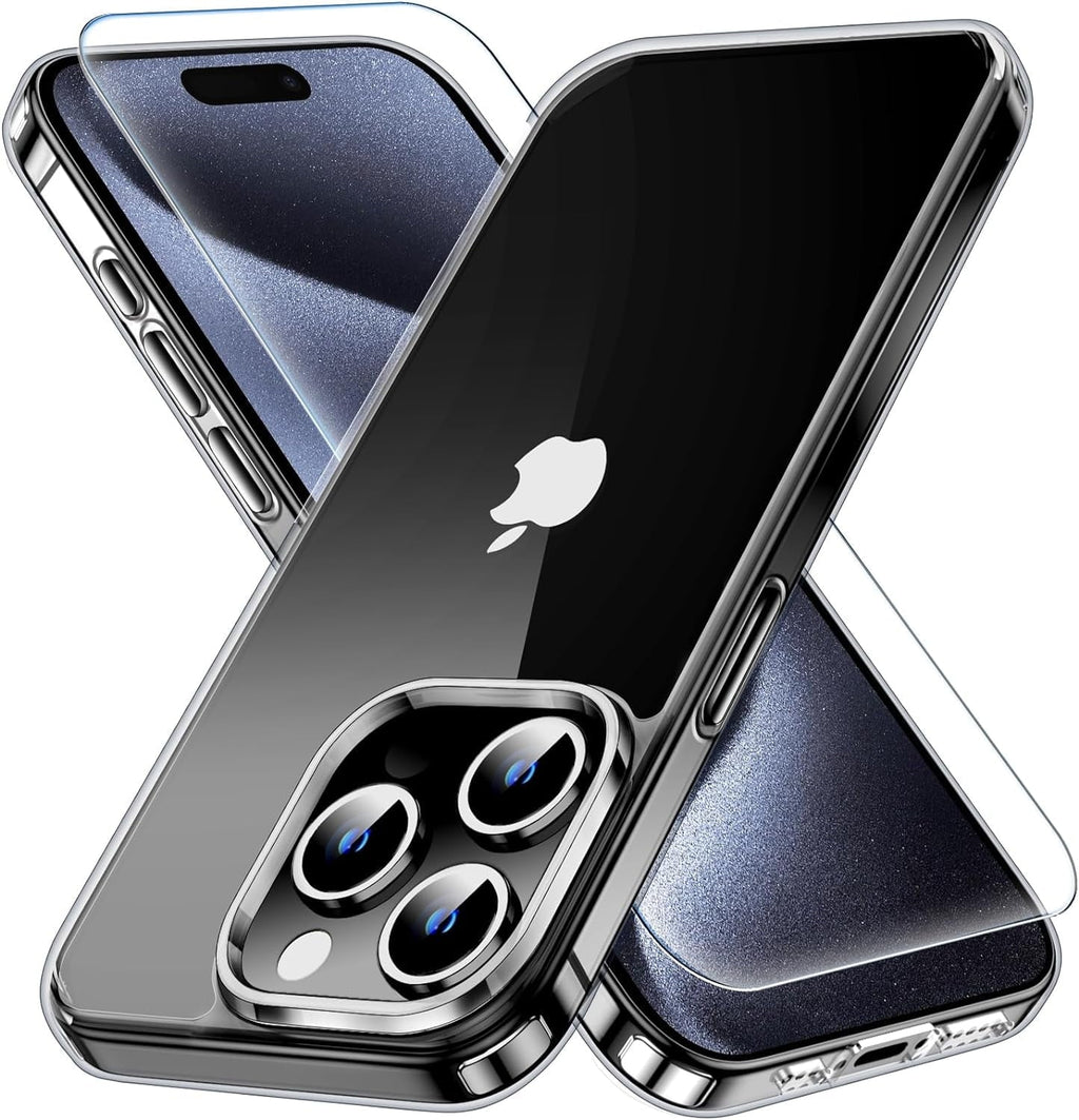 Entronix Bundle Compatible with iPhone 15 Pro Max - [Hard] Clear Case & 1 Clear Screen Protector
