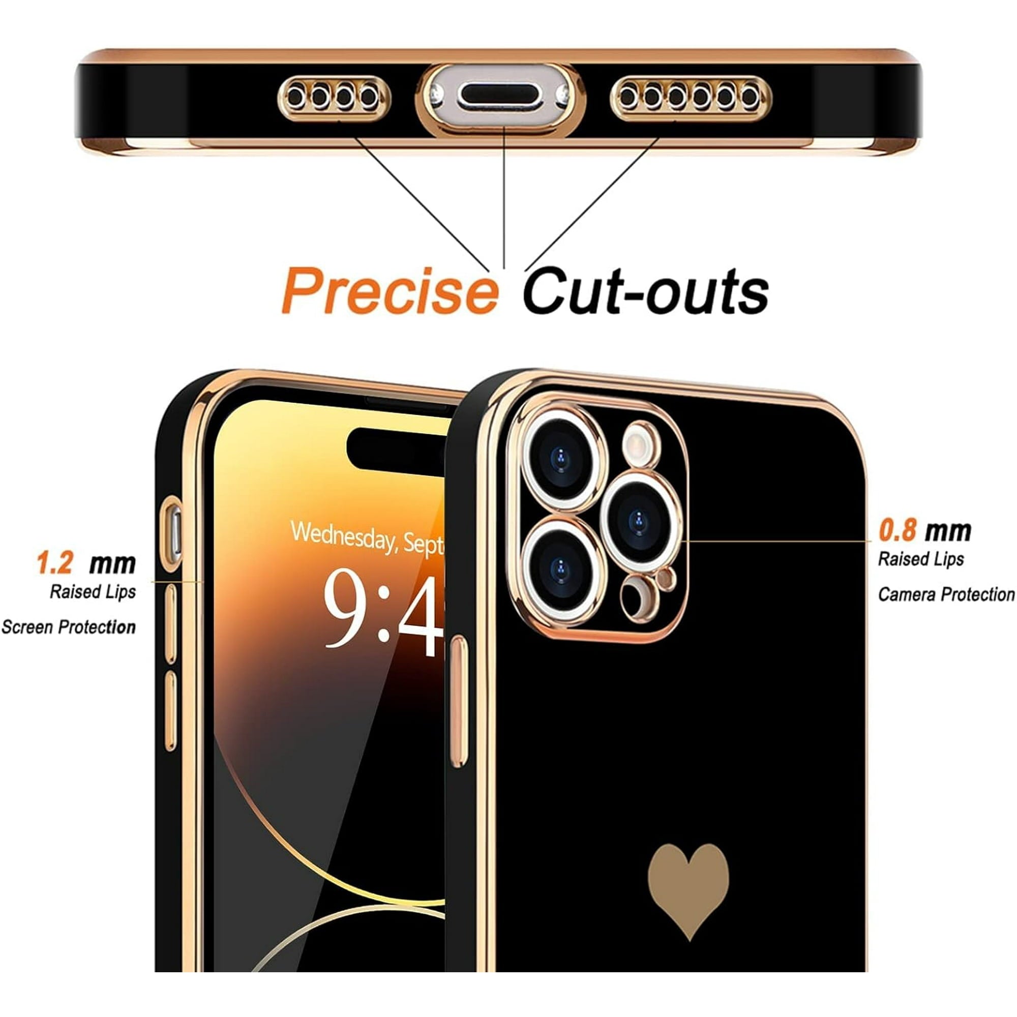 Entronix Case Compatible with iPhone 16 - [Flexible] Luxury Glossy Heart