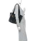 Grained Deerskin Bea Tote Black