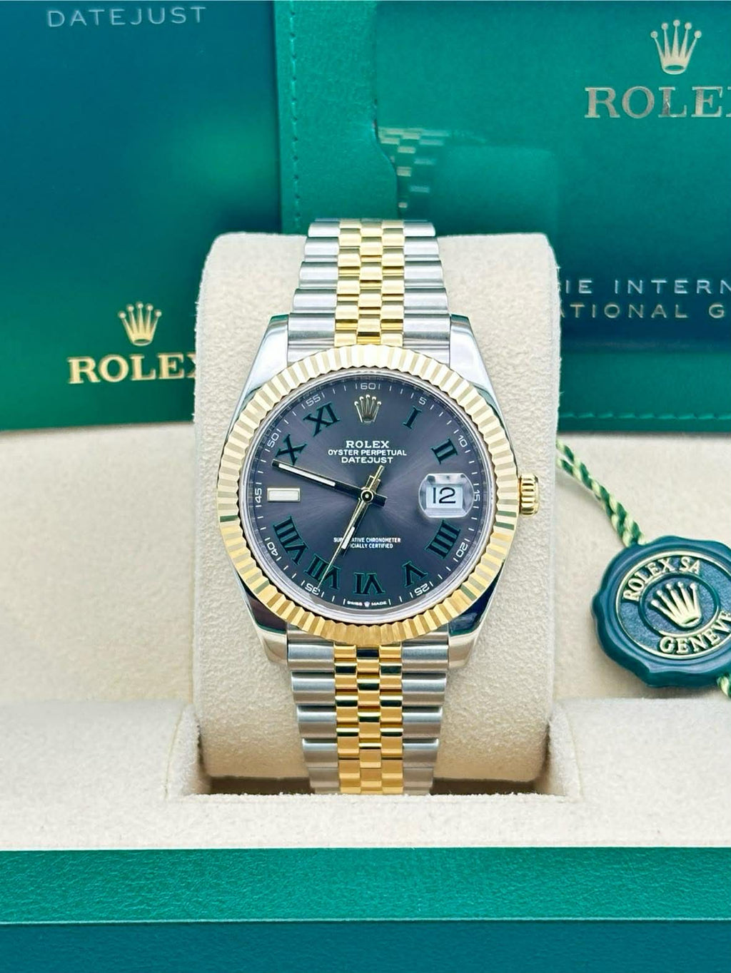 Rolex Steel and Yellow Gold Rolesor Datejust 41  - Slate Green Roman Dial - Jubilee Bracelet - 126333 slgrj