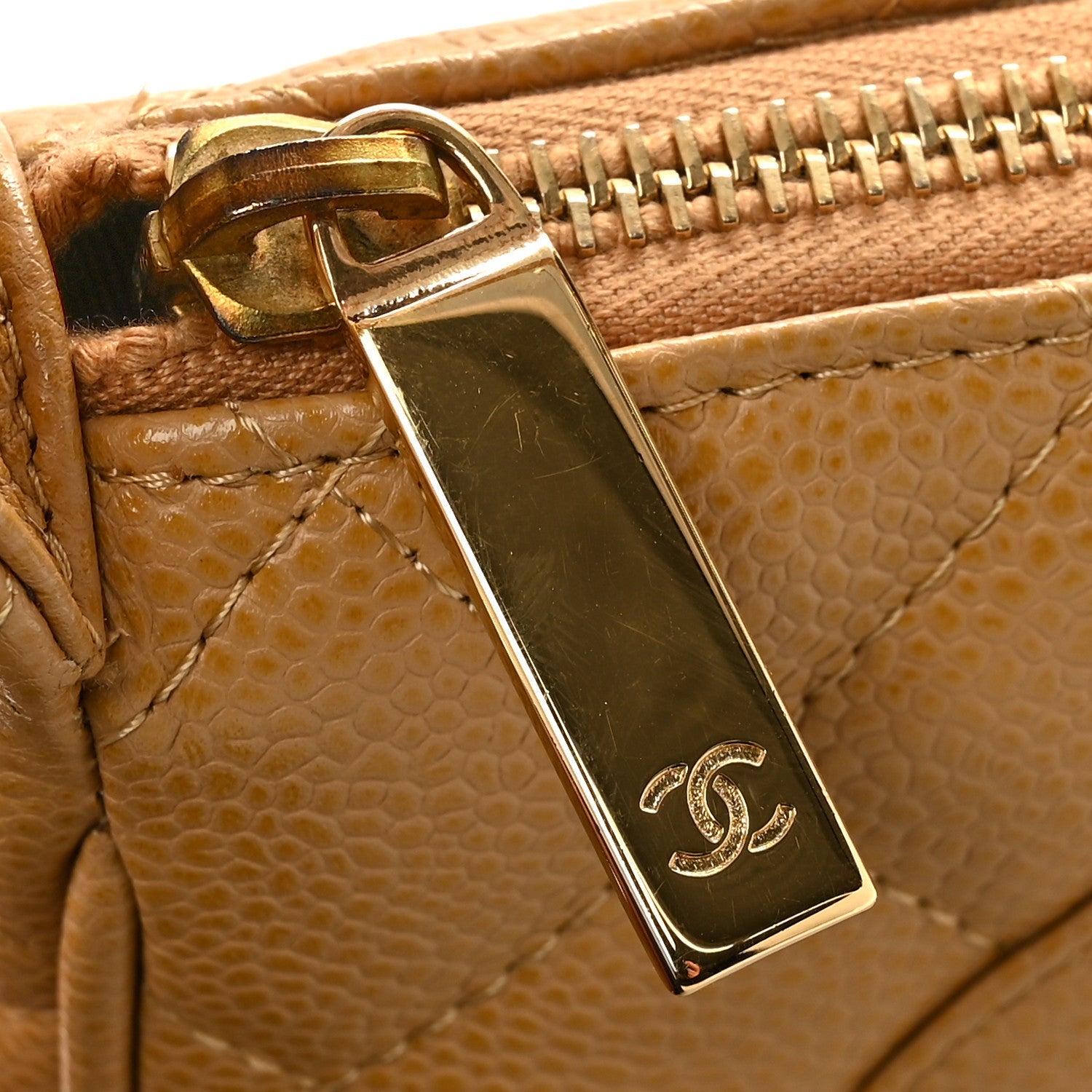 Caviar Quilted Timeless CC Shoulder Bag Beige